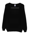 Baserange V-neck Cotton Sweater In Black