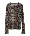 Baserange Leopard-print Bell-sleeve T-shirt In Brown