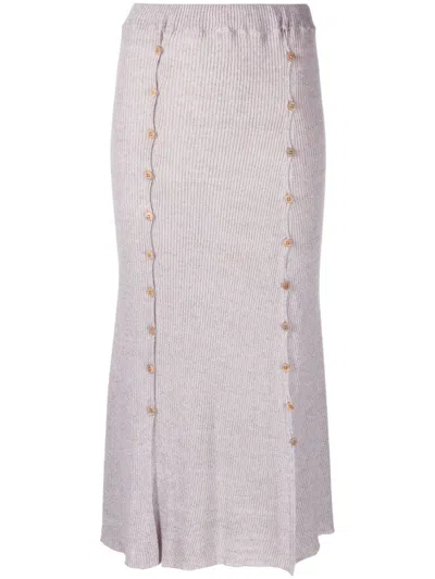 Baserange Loulou Ribbed Midi Skirt In Neutrals