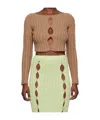 Baserange Macau Organic-cotton Cropped Cardigan In Brown