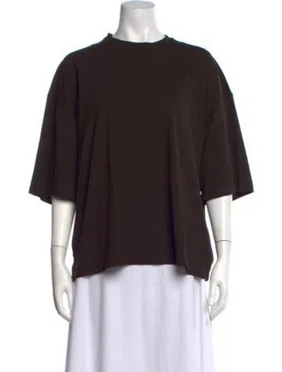 Pre-owned Baserange Mock Neck Short Sleeve Top In Black