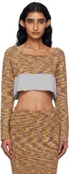 Baserange Multicolor Waste Cropped Sweater In Brown