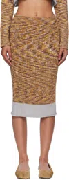 Baserange Multicolor Waste Midi Skirt In Brown