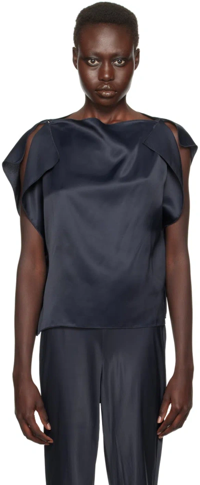 Baserange Navy Clavo Blouse In Blue Black