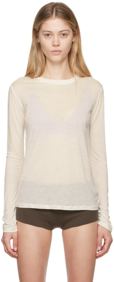 Baserange Off-white Bamboo Lyocell Long Sleeve T-shirt In Undyed