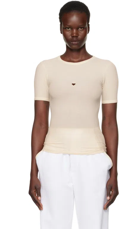 Baserange Off-white Heart T-shirt In Undyed