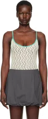 Baserange Off-white Musial Bodysuit In Undyed/turquoise