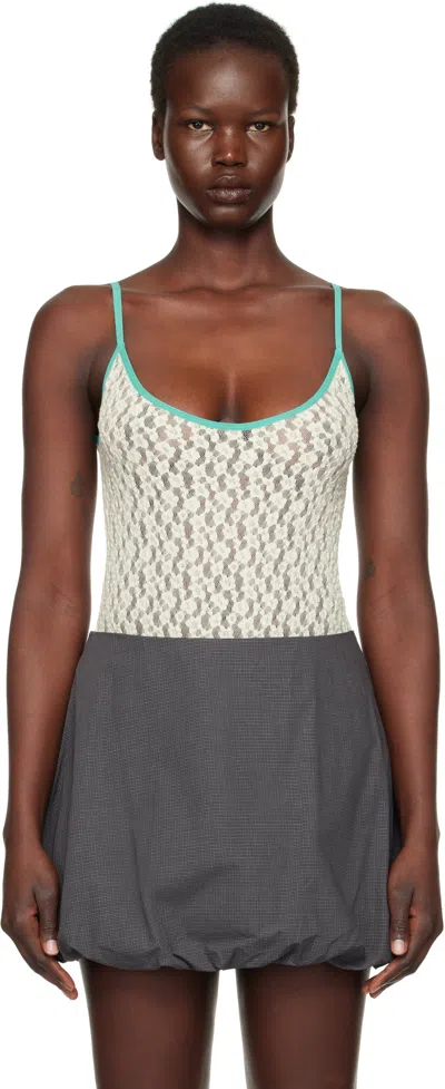 Baserange Off-white Musial Bodysuit In Undyed/turquoise