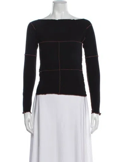 Pre-owned Baserange Off-the-shoulder Long Sleeve Top In Black
