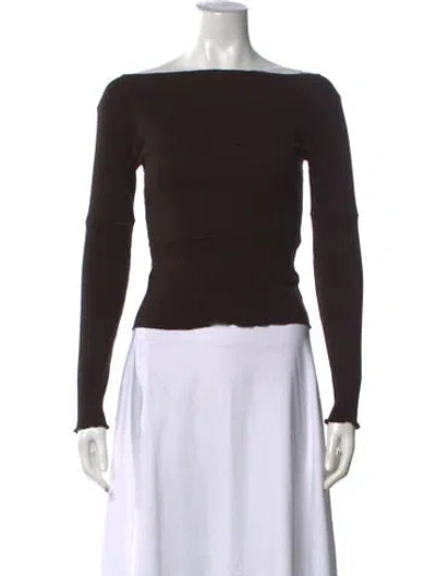 Pre-owned Baserange Off-the-shoulder Long Sleeve Top In Black