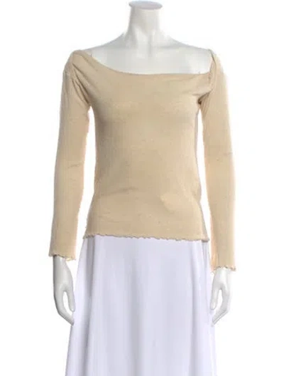 Pre-owned Baserange Off-the-shoulder Long Sleeve Top In Neutral