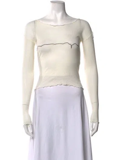Pre-owned Baserange Off-the-shoulder Long Sleeve Top In Neutrals