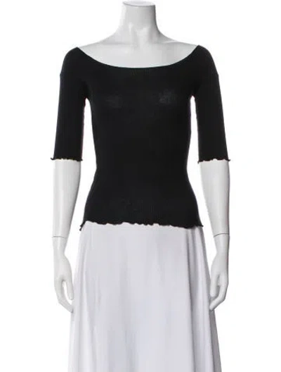 Pre-owned Baserange Off-the-shoulder Three-quarter Sleeve Top In Black