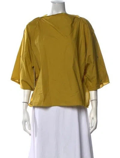 Pre-owned Baserange Off-the-shoulder Three-quarter Sleeve Top In Yellow