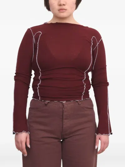 Baserange Omato Contrast-stitch T-shirt In Red