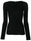 Baserange Ribbed-knit Long-sleeve Top In Black