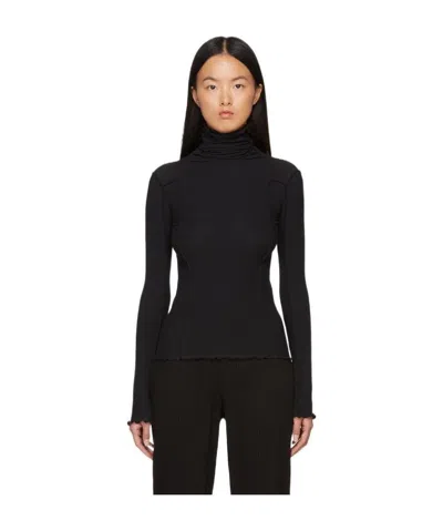 Baserange Omato Cotton-blend Turtleneck Top In Black