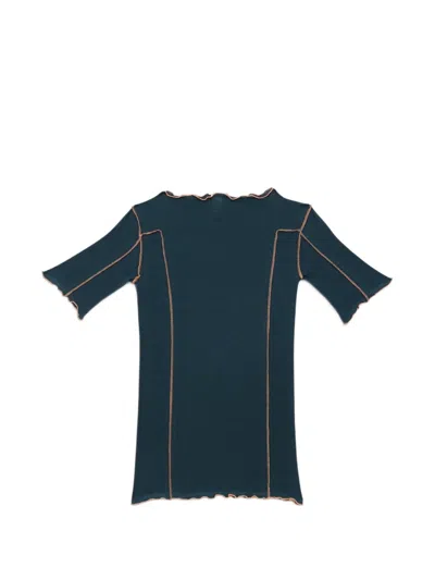 Baserange Omato Overlock-stitch T-shirt In Blue