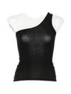 Baserange One-shoulder Ribbed Top In Black