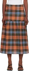 Baserange Orange & Blue Garlin Maxi Skirt In Multi