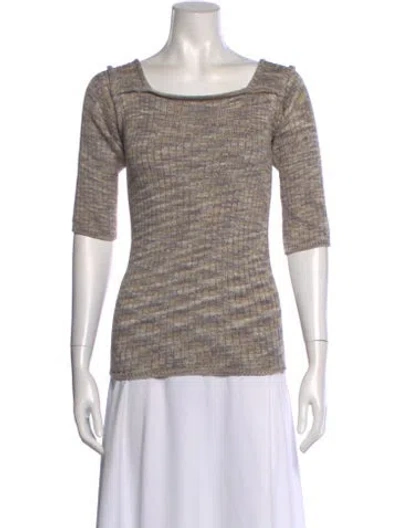 Pre-owned Baserange Patterned Square Neckline Top In Neutral
