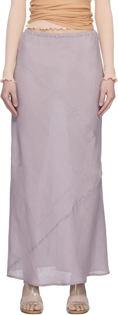 Baserange Purple Fine Linen Larva Maxi Skirt
