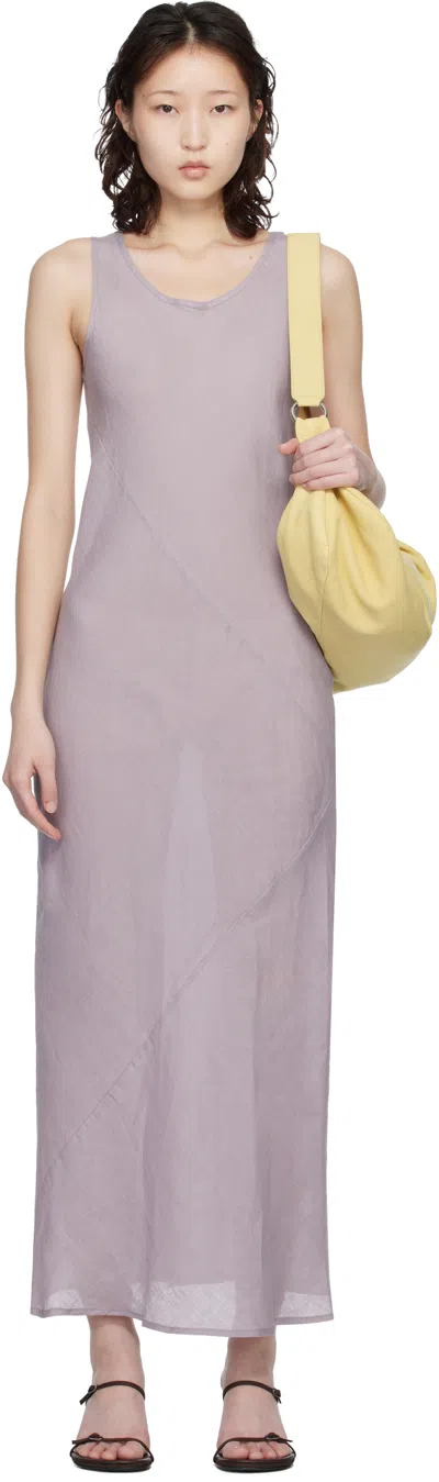 Baserange Purple Fine Linen Larva Midi Dress