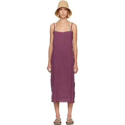 Baserange Purple Shok Slip Midi Dress In Aubergine