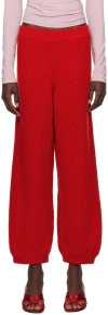 Baserange Elastic Waist Casual Pants In Red