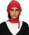 Baserange Tie Ribbed Hat In Red