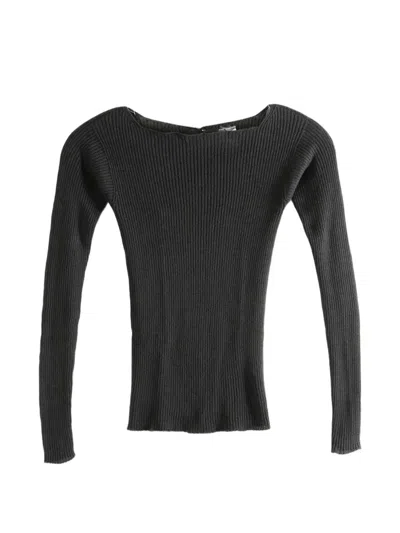 Baserange Ribbed Buttoned Sweater In Black