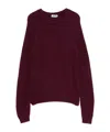 Baserange Ribbed Crew Neck Sweater In Burgundy