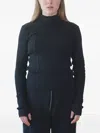 Baserange Ribbed Hooded Top In Black