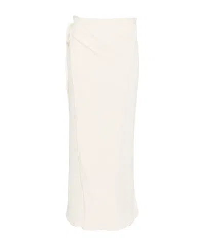 Baserange Ribbed Knit Midi Skirt In White