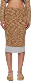 Baserange Multicolor Waste Midi Skirt In Brown