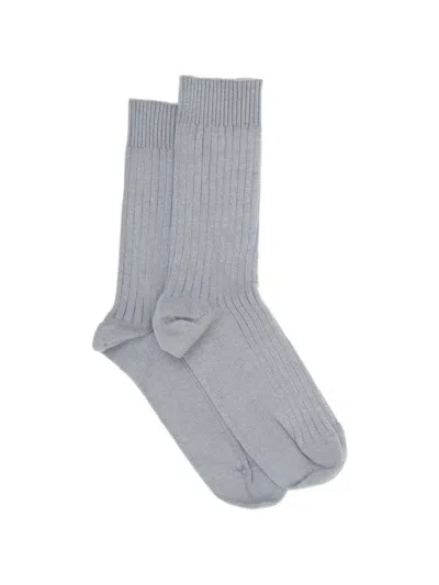 Baserange Ribbed-knit Socks In Gray