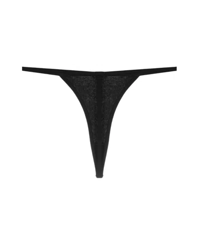 Baserange Ribbed Knit Thong In Black