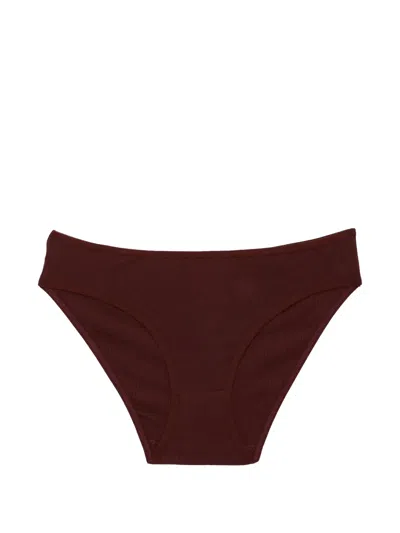 Baserange Ribbed Organic-cotton Briefs In Brown