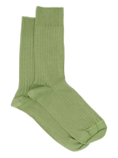 Baserange Ribbed Over-ankle Socks In Green