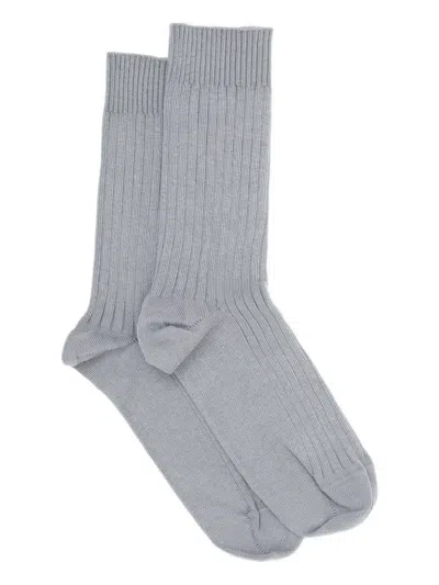 Baserange Ribbed Socks In Gray