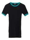 Baserange Ribbed Teal-trimmed Top In Black