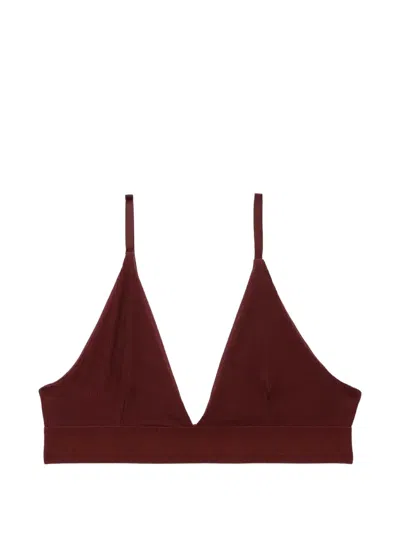 Baserange Ribbed Triangle Bra In Brown