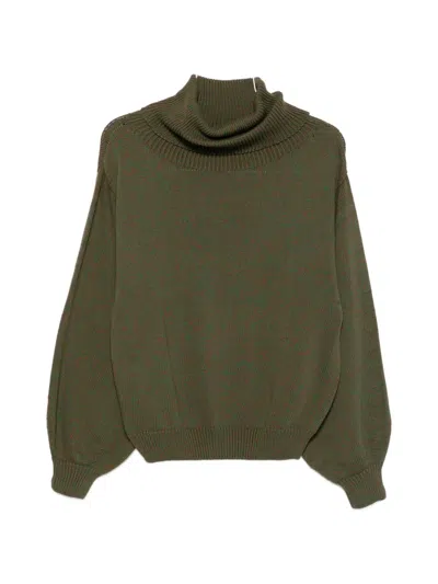 Baserange Ribbed-knit Roll-neck Sweater In Green