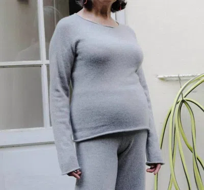 Baserange Rim Pullover Sweater In Grey Melange In Blue