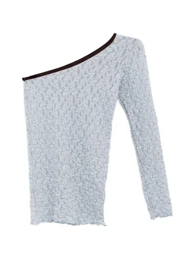 Baserange Rota One-shoulder Textured-finish Top In Blue