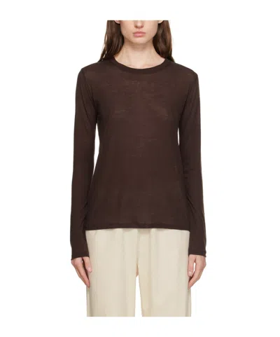 Baserange Round Collar And Long-sleeved T-shirt In Black