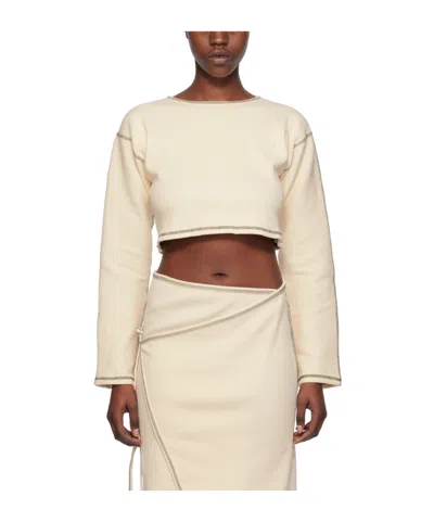 Baserange Round Collar And Long-sleeved T-shirt In White