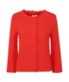 Baserange Round Neck Cropped Jacket In Red