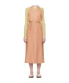 Baserange Pink Apron Midi Dress In Brown