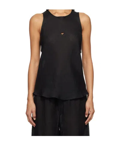 Baserange Round Neck Sleeveless Vest In Black